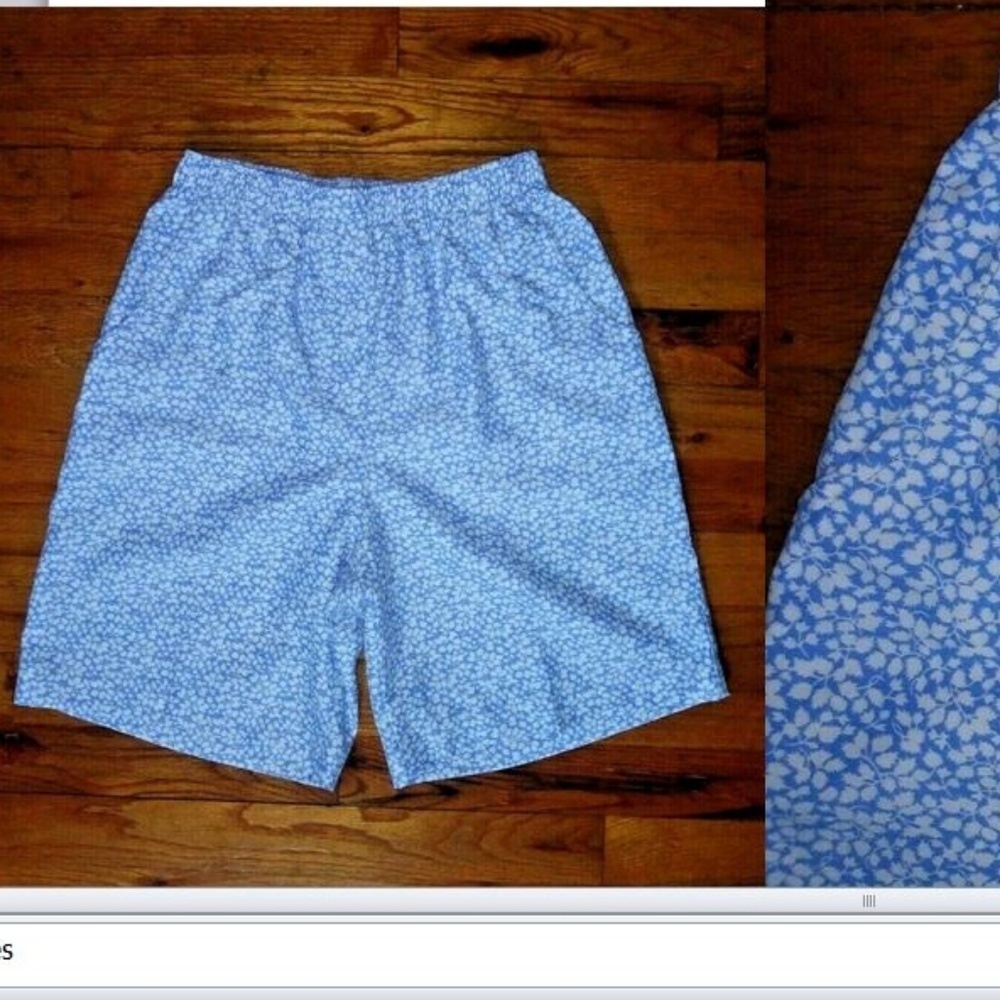 Alia shorts printed soft blue white elastic waist